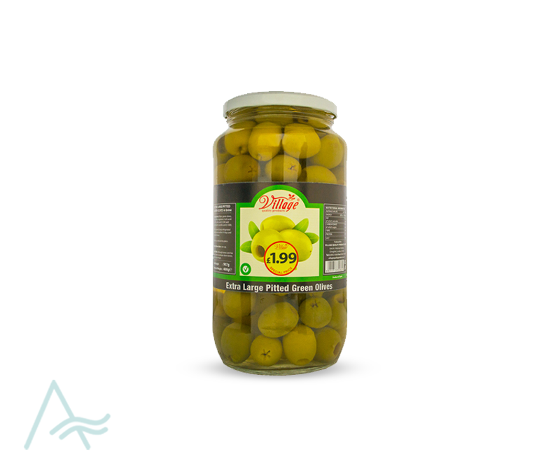 VILLAGE EXTRA LARGE PITTED GREEN OLIVE 997G