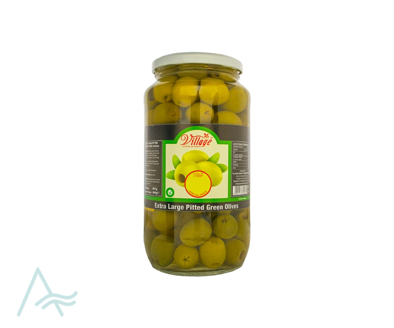 VILLAGE EXTRA LARGE PITTED GREEN OLIVE 997G
