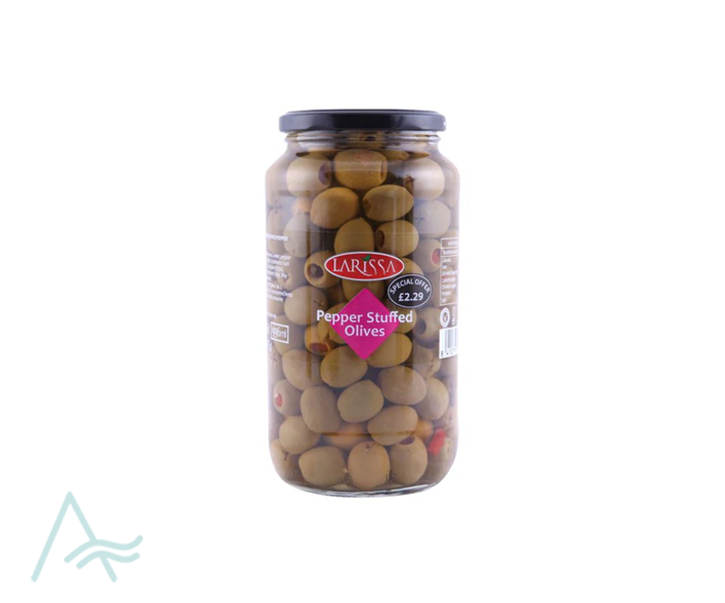 LARISSA PEPPER STUFFED GREEN OLIVES 935GR