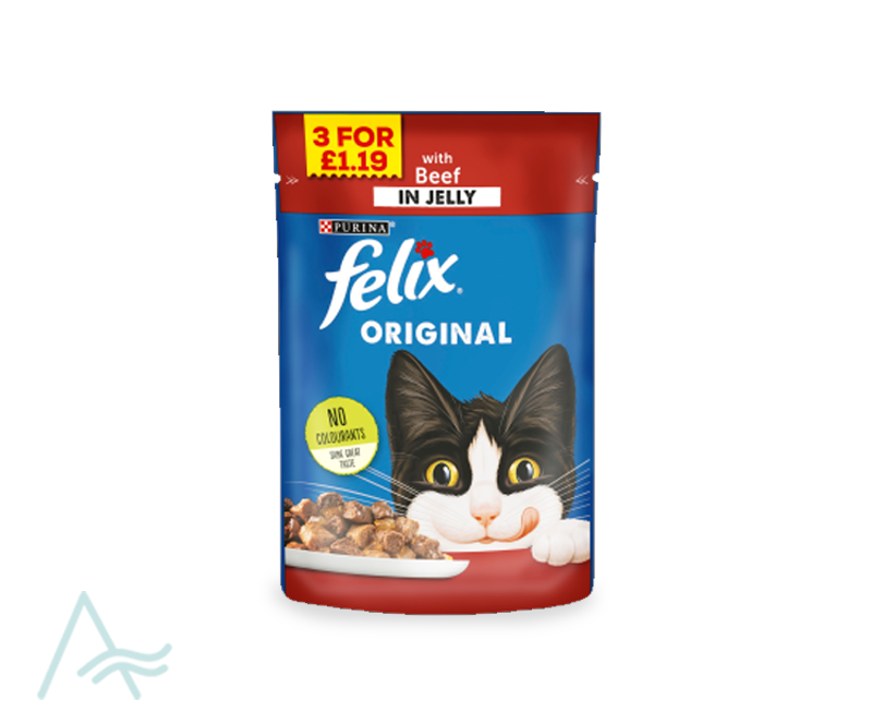 FELIX BEEF WHIT JELLY 100 G 3 FOR £1.19